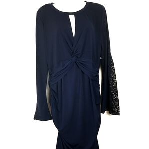 Kimi + Kai maternity large navy bell sleeve dress